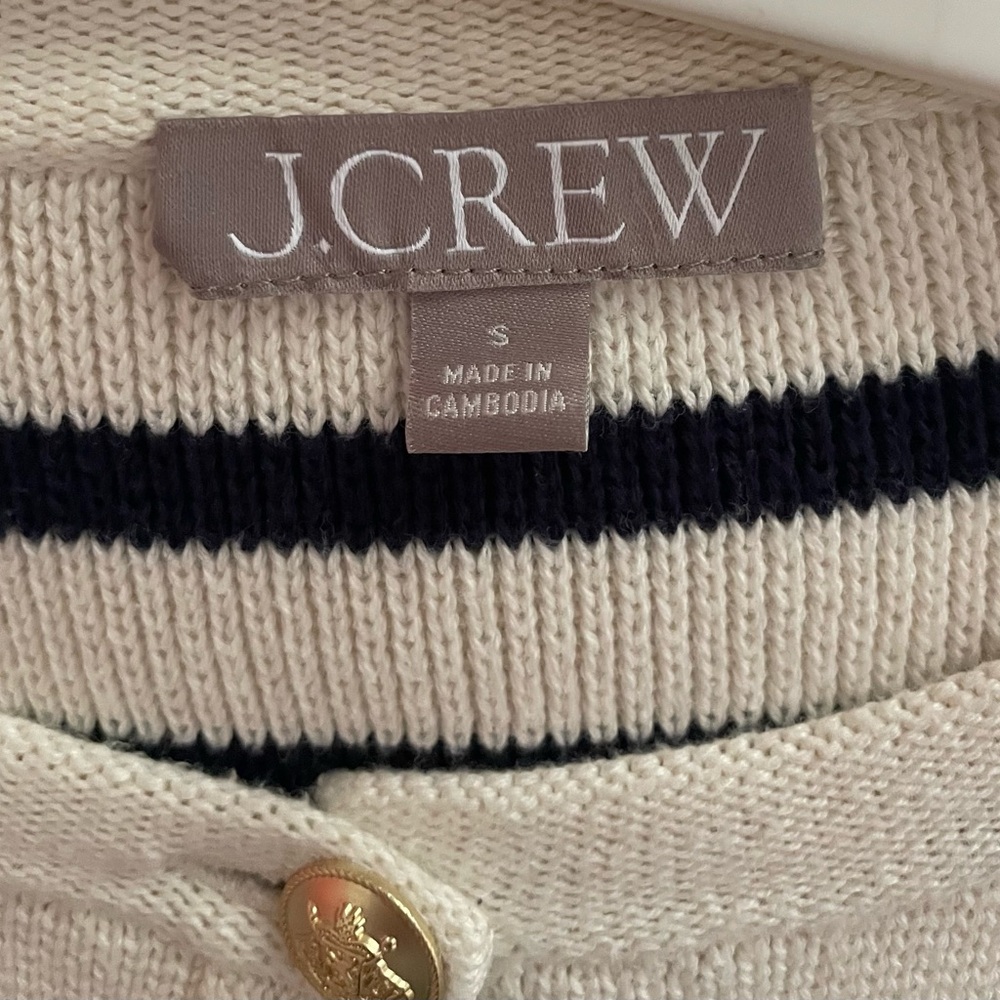 J. Crew Emelie Lady Sweater Navy and Cream Striped Sz Small - Picture 5 of 7